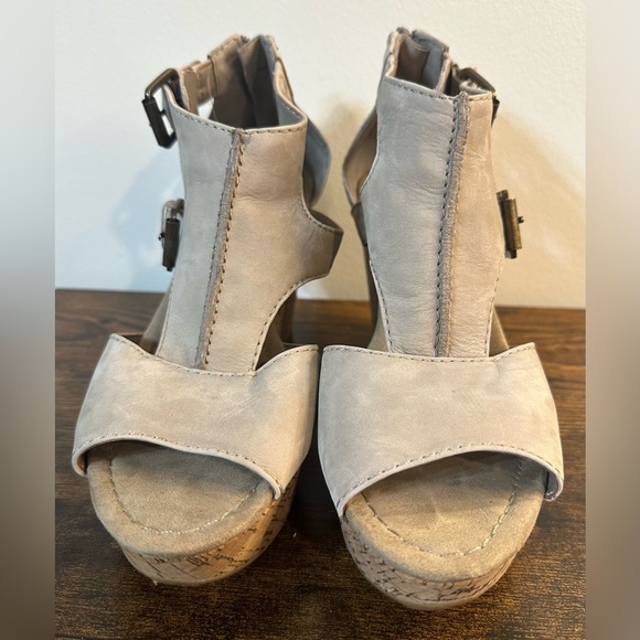 Nine West Erino Gray Leather Platform Wedge Gladiator Sandals Size 6.5 - Picture 2 of 8